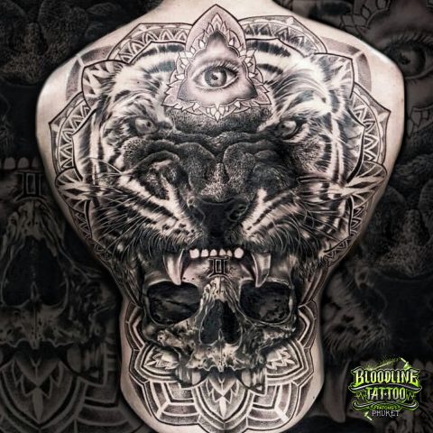 Tiger Fullback Mandala Tattoo